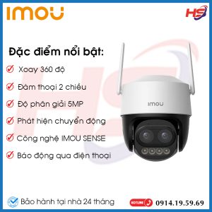 Camera Cruiser Z IMOU 3K 5MP IPC-S7DP-5M0WEZ Ống kính kép , Zoom 12X