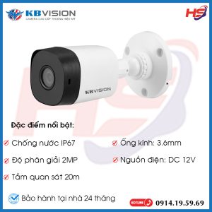 Camera Thân 2.0 Megapixel KBVISION KX-A2111C4-VN
